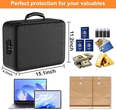 Fireproof Document Box, Multi-Layer Heat Insulated Fire and waterproof office bag with lock，Portable family outdoor travel bags are suitable for storing important documents and valuable. in Saudi Arabia