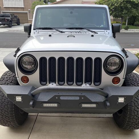 Front Grille Inserts & Headlight Cover Compatible with (2018-2025) Jeep Wrangler JL JLU in Saudi Arabia