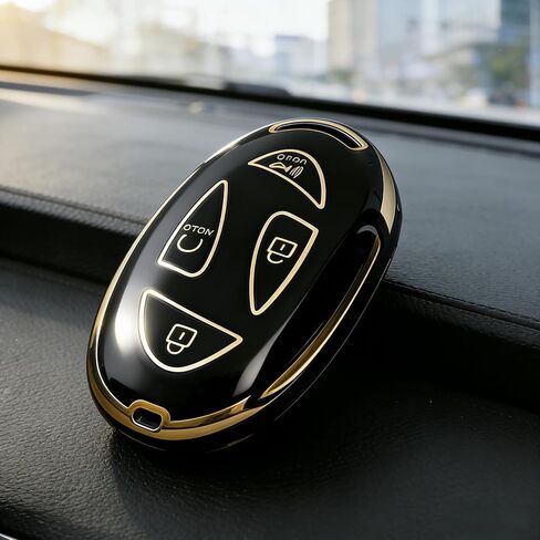 غطاء غطاء مفتاح السيارة Hyundai Key Fob، غطاء غطاء مضاد للخدش لمفتاح السيارة يناسب Hyundai Ioniq 6 Grandeur GN7 KONA Elanrtra Sonata Tucson 2023-2026 Santa Fe واقي المفاتيح مع سلسلة مفاتيح (5 أزرار) أسود in Kuwait