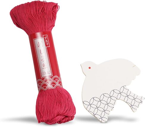 Daruma Sashiko Thread Large Skein, 185 Yards Cotton Japanese Embroidery Thread, Fine or Medium-Weight, with Decorative Thread Card (Fine, Ecru) in Saudi Arabia