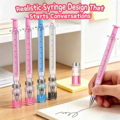 3 PCS Syringe Shaped Gel Pens, 2026 New Creative Syringe Shaped Gel Pen for Funny, Novelty Ballpoint Pens for Office Supplies, 0.38mm Black Neutral Pen, Pen Body Color Random in Saudi Arabia