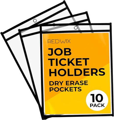 10 Pack Job Ticket Holders, Plastic Sleeves for Paper 8.5x11 inch, Clear Dry Erase Pocket Sleeves for Work Orders, Shop Ticket Holders and Document Protection in Saudi Arabia