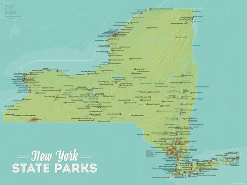 New York State Parks Checklist Map 18x24 Poster (Natural Earth) in Saudi Arabia