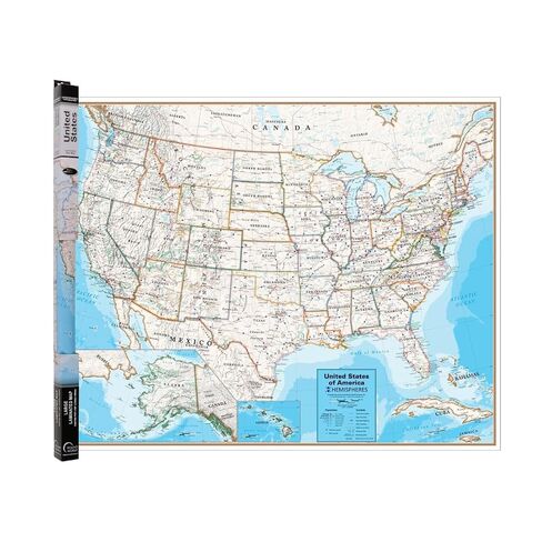 Waypoint Geographic Contemporary Series USA Wall Map, Laminated World Map Poster, Educational Wall Art For Home, Classroom, or Office, Unique Gifts, 48" x 38" in Kuwait