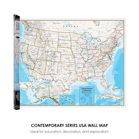 Waypoint Geographic Contemporary Series USA Wall Map, Laminated World Map Poster, Educational Wall Art For Home, Classroom, or Office, Unique Gifts, 48" x 38" in Kuwait