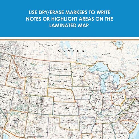 Waypoint Geographic Contemporary Series USA Wall Map, Laminated World Map Poster, Educational Wall Art For Home, Classroom, or Office, Unique Gifts, 48" x 38" in Kuwait