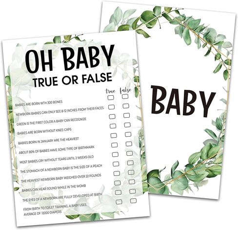 Baby Shower Game Cards, True or False Game, Tropical Jungle Theme Party Cards For Gender Neutral Boys or Girls, Set of 30 Cards(Green003) in Saudi Arabia