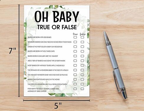Baby Shower Game Cards, True or False Game, Tropical Jungle Theme Party Cards For Gender Neutral Boys or Girls, Set of 30 Cards(Green003) in Saudi Arabia