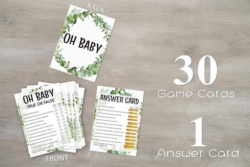 Baby Shower Game Cards, True or False Game, Tropical Jungle Theme Party Cards For Gender Neutral Boys or Girls, Set of 30 Cards(Green003) in Saudi Arabia