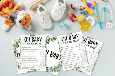Baby Shower Game Cards, True or False Game, Tropical Jungle Theme Party Cards For Gender Neutral Boys or Girls, Set of 30 Cards(Green003) in Saudi Arabia