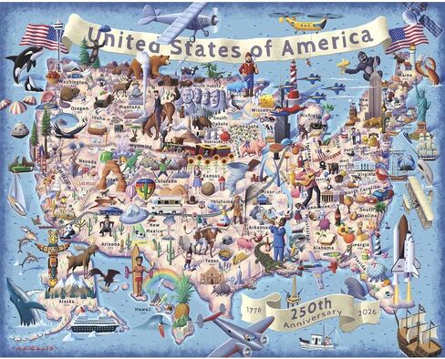 Boardwalk 1000 Piece Jigsaw Puzzle 250th Anniversary 4th of July Patriotic Summer Premium Puzzles for Adults and Family 19"x26" - America the Beautiful in Kuwait