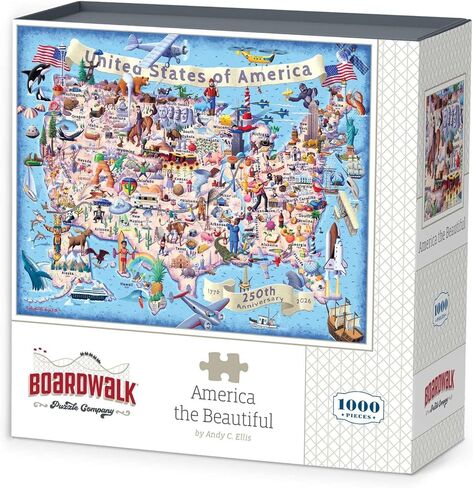 Boardwalk 1000 Piece Jigsaw Puzzle 250th Anniversary 4th of July Patriotic Summer Premium Puzzles for Adults and Family 19"x26" - America the Beautiful in Kuwait