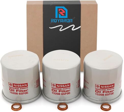 Genuine OEM Engline Oil Filter 15208-65F0E w/ 11026-JA00A Royaron Oil Drain Plug Gasket Compatible with Nissan/Infiniti in Saudi Arabia