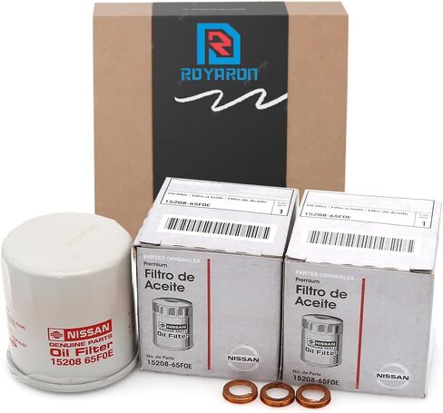 Genuine OEM Engline Oil Filter 15208-65F0E w/ 11026-JA00A Royaron Oil Drain Plug Gasket Compatible with Nissan/Infiniti in Saudi Arabia