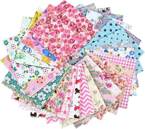 200PCS 4x4 Inch Vintage Fabric Squares, Quilting Fabric Bundles with 50+ Colors & Patterns, Pre Cut Quilt Squares for Sewing Clothes & Crafts, Charm Packs for Quilting Supplies in Kuwait
