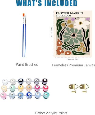 Paint by Numbers for Adults and Kids Beginner, Vintage Green Flower Painting by Number Kits On Canvas Number Artist Paint by Number Kit Oil Painting Acrylic Paints Home Wall Decor Gift 12X16 inch in Saudi Arabia