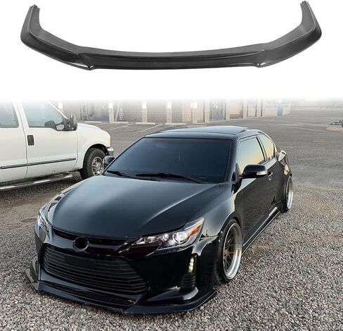 الشفة الأمامية الممتصة للصدمات متوافقة مع 2014-2016 Scion tC، نمط PU غير مطلي باللون الأسود Ikon - واقي سبويلر أمامي من البولي يوريثين، قطعة واحدة in Kuwait