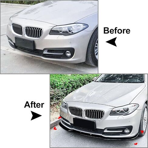 Lirun Car Front Bumper Side Lip Diffuser Spoiler Splitters for BMW 5 Series F10 F11 LCI Luxury Edition 15-2017 ABS Glossy Black in Kuwait