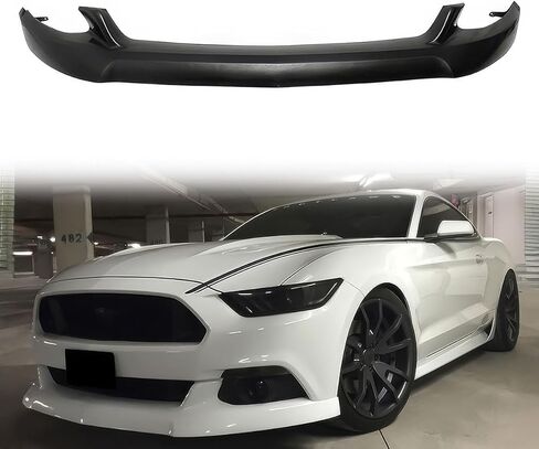 Front Bumper Lip Compatible with 2015-2017 Ford Mustang (Not Fit GT350), Unpainted Black IKON Style Polyurethane Front Lower Chin Spoiler Protector, 1 PC in Kuwait