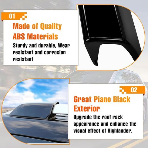 Compatible with Toyota 4Runner Roof Rack Covers 2010-2019, for 4Runner Roof Rack Rail End Cover Shell 4 PCs (Piano Black, Paint) in Saudi Arabia