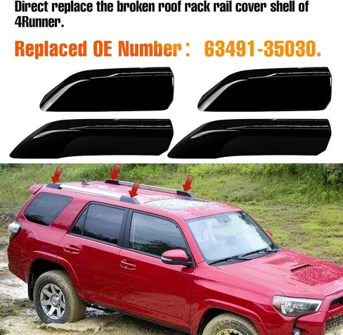 Compatible with Toyota 4Runner Roof Rack Covers 2010-2019, for 4Runner Roof Rack Rail End Cover Shell 4 PCs (Piano Black, Paint) in Saudi Arabia