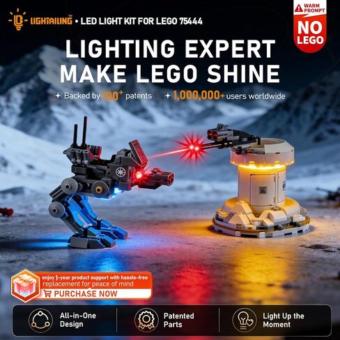 ضوء LED مضيء لهجوم حرب النجوم Lego-75444 AT-RT - سهل التركيب، أسلاك مخفية، ديكور منزلي وجاهز للهدايا (النموذج غير متضمن) in Kuwait