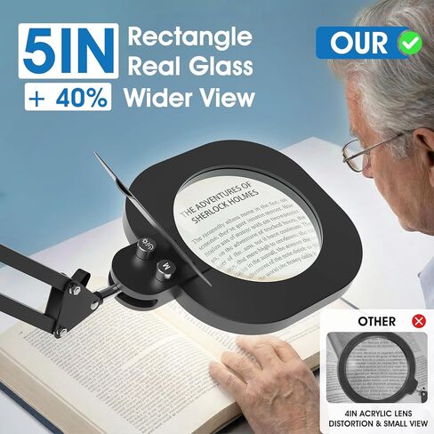 LIONVISON 10X Magnifying Glass with Light and Stand：27 Inch Extra Long Arm Magnifying Lamp, Stepless Dimmable & Color Temperature LED Lighted Magnifier, Clamp Magnifier for Reading Crafts Close Work in Saudi Arabia