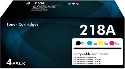 218A Toner Cartridges 4 Pack 3301fdw Compatible for 218A 218X for Pro Color Laser Pro 3201dw MFP 3301 Series 3301fdw 3301sdw 3301cdw Printer Ink W2180A W2180X with Chip ( Black Cyan Yellow Magenta ) in Saudi Arabia