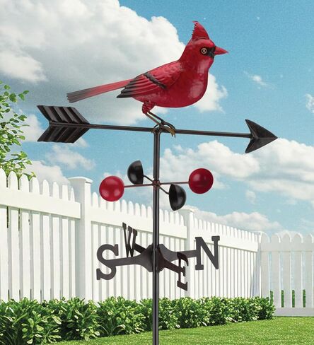 Regal Art & Gift Metal Weathervane Garden Stake - ديكور خارجي مصنوع يدويًا للحديقة والفناء - تصميم متين مقاوم للطقس - كاردينال in Kuwait