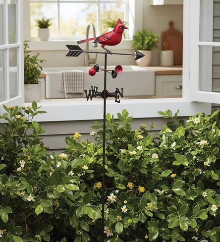 Regal Art & Gift Metal Weathervane Garden Stake - ديكور خارجي مصنوع يدويًا للحديقة والفناء - تصميم متين مقاوم للطقس - كاردينال in Kuwait