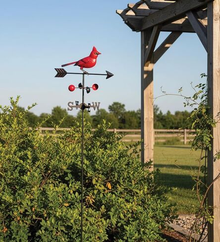 Regal Art & Gift Metal Weathervane Garden Stake - ديكور خارجي مصنوع يدويًا للحديقة والفناء - تصميم متين مقاوم للطقس - كاردينال in Kuwait