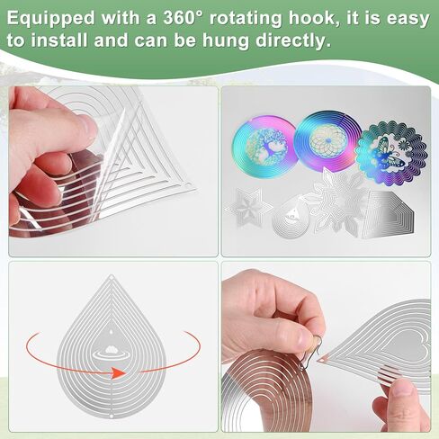 M METERXITY 1-Pack Hanging Wind Spinners, 13.1" 3D Stainless Steel Hanging Reflective Pinwheels for Patio/Yard/Outdoor, Garden Decor Windmill [Silver Tone, Butterfly] in Kuwait