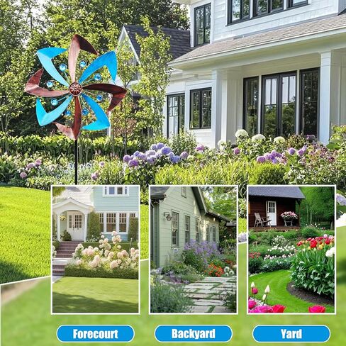 Wind Spinners Outdoor, 10 inch Wind Sculptures & Spinners, Metal Kinetic Wind Spinner, Decorative Pinwheels Large Wind Spinners for Yard and Garden Decor, Blue in Saudi Arabia