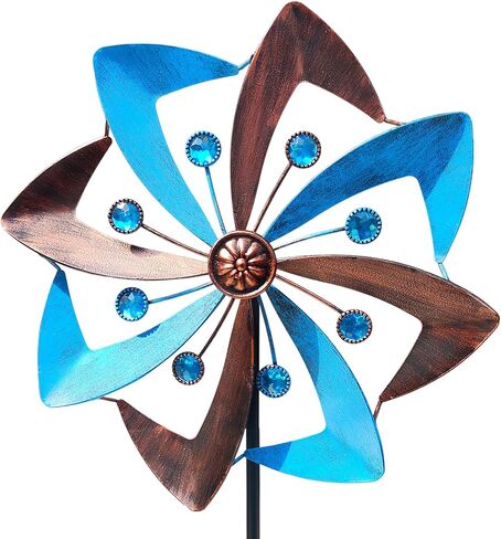 Wind Spinners Outdoor, 10 inch Wind Sculptures & Spinners, Metal Kinetic Wind Spinner, Decorative Pinwheels Large Wind Spinners for Yard and Garden Decor, Blue in Saudi Arabia