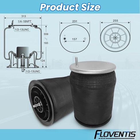 2Pcs Air Spring Bags for Freightliner and Mack Trucks OEM Replaces# W01-358-9373, 57QL414M, 1R12-403, 39373P, AS0127G Truck Air Ride Suspension Spring Bags (1V9373) in Saudi Arabia
