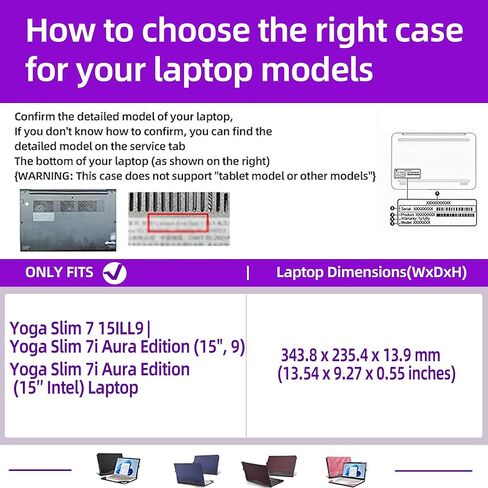 Laptop Case for Lenovo Yoga Slim 7 15ILL9 |Yoga Slim 7i Aura Edition (15" Intel) 15.3inches [Note Other Models] PU Leather Protective Laptop Bag Detachable Shell (Dark Gray) in Kuwait