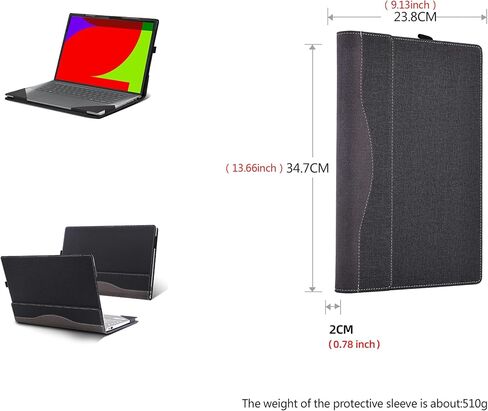 Laptop Case for Lenovo Yoga Slim 7 15ILL9 |Yoga Slim 7i Aura Edition (15" Intel) 15.3inches [Note Other Models] PU Leather Protective Laptop Bag Detachable Shell (Dark Gray) in Kuwait