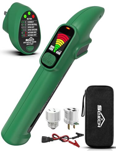 SQECH Circuit Breaker Finder Tool Kit GFCI Outlet Tester NCV Detector for 90-135V AC Electrical Circuit Tracer with Light Socket & 3-2 Prong Grounding & Clip Adapter Storage Bag Batteries in Saudi Arabia