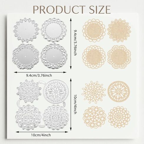 8Pcs Metal Die Cuts Set 8 Different Patterns, Cutting Dies Round Lace Flower Border Dies Mini Decorative Embossing Paper Die for Card Making Template Greeting Cards Invitations Scrapbooking (Silver) in Saudi Arabia