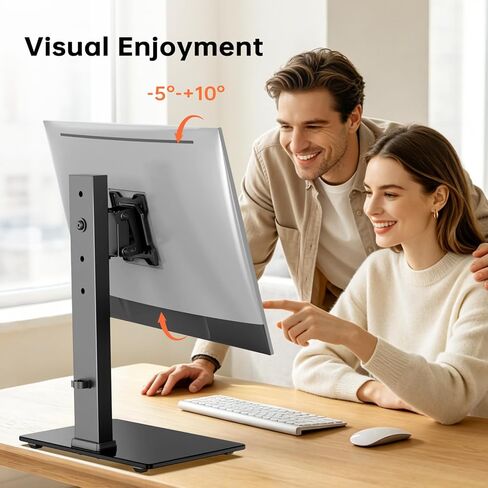 Afaloona Freestanding Single Monitor Stand for 13-32 Inch Screens, Height Adjustable No Clamp Monitor Mount with Tempered Glass Base, Swivel Tilt Rotation, VESA 75x75/100x100mm, Holds 77lbs in Saudi Arabia