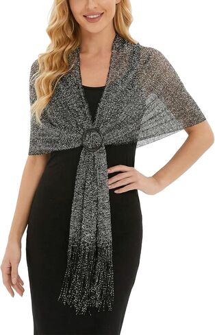 Sparkling Metallic Shawls and Wraps for Evening Wedding or Formal Dresses with Free Buckle in Saudi Arabia