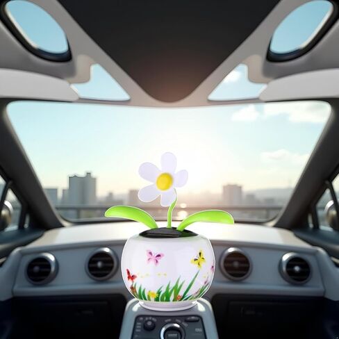 1 PC White Solar Dancing Solar Powered Flower in Colorful Shape Flip Flap Animated Bobblehead Dancer Window Sun Catcher Car Dashboard Decor Solar Power Kits in Saudi Arabia