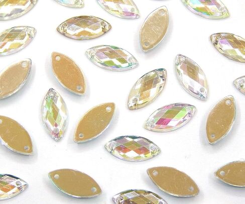 Perlin Rhinestone Gems for Sewing 2 Holes Buttons Marquise 200 Pcs Crystal AB Glitter Stones 10 x 5 mm Acrylic Flat Back Faceted Set Sewing Buttons for Garment Crafts Clothing and Bag Decoration in Saudi Arabia