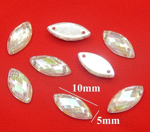 Perlin Rhinestone Gems for Sewing 2 Holes Buttons Marquise 200 Pcs Crystal AB Glitter Stones 10 x 5 mm Acrylic Flat Back Faceted Set Sewing Buttons for Garment Crafts Clothing and Bag Decoration in Saudi Arabia