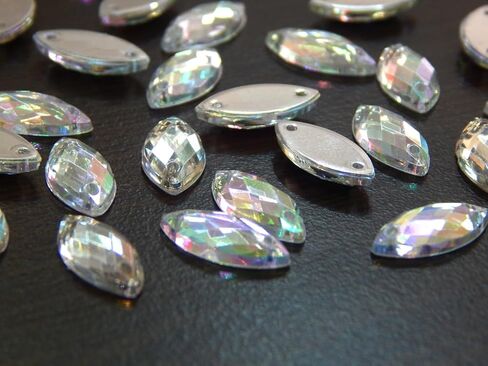 Perlin Rhinestone Gems for Sewing 2 Holes Buttons Marquise 200 Pcs Crystal AB Glitter Stones 10 x 5 mm Acrylic Flat Back Faceted Set Sewing Buttons for Garment Crafts Clothing and Bag Decoration in Saudi Arabia