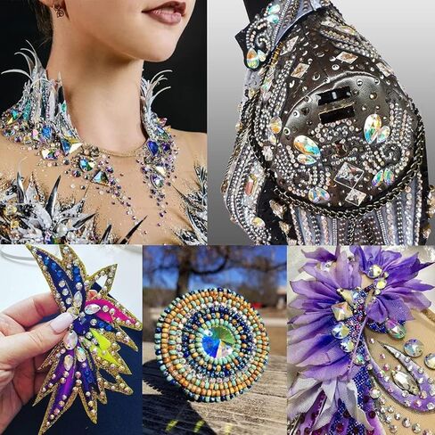Perlin Rhinestone Gems for Sewing 2 Holes Buttons Marquise 200 Pcs Crystal AB Glitter Stones 10 x 5 mm Acrylic Flat Back Faceted Set Sewing Buttons for Garment Crafts Clothing and Bag Decoration in Saudi Arabia