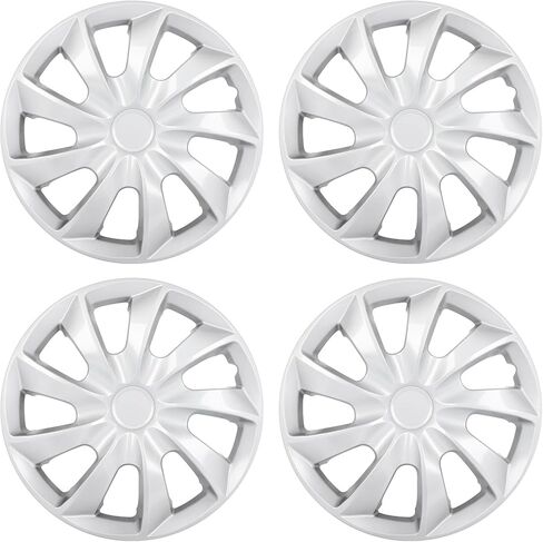 Hubcap Wheel Cover Replacement Premium 17" Hubcaps Set Wheel Rim Cover OEM Style Easy Snap On Hub Caps Universal 4-Pack PP Material Silver in Kuwait