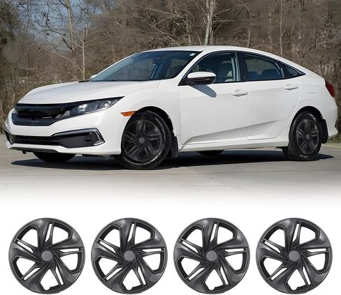 16" Hubcaps for 2016-2021 Honda Civic Sedan Steel Wheels - Set of 4, Bolt-on Design Wheel Rim Covers, ABS+PC Material, 16-Inch Black Lacquer Hucap Replacement Set of 4 in Kuwait