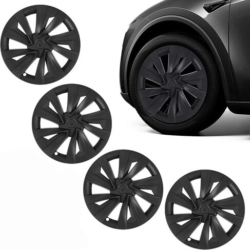 أغطية عجلات طراز Tesla مقاس 19 بوصة مناسبة لتدفق العرعر المتقاطع 2025 2026، 4 قطع أغطية محورية فاخرة بنمط دوامة، ملحقات حماية المحور، غير متوافقة مع Tesla Y 2021-2024 in Kuwait