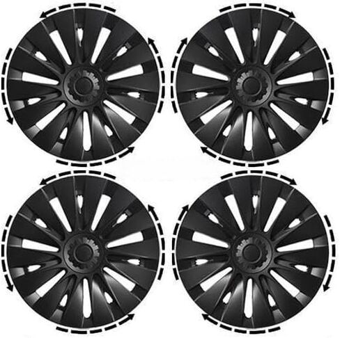 19 Inch Wheel Covers for Tesla Model Y 2020-2024, 4PCS Matte Black Hubcaps for Model Y Gemini Wheels, Full Rim Cover Hub Caps with Snap-On Fit, ABS Replacement Wheel Covers Accessories in Saudi Arabia